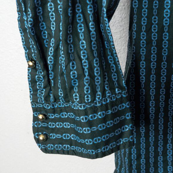 Tommy Hilfiger Nautical Print Shirt Dress Blue L Coastal Preppy Style - Picture 7 of 10